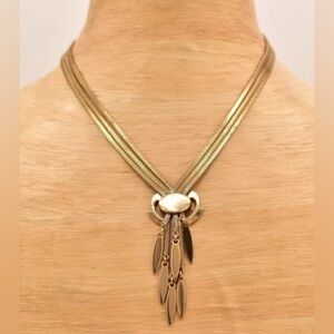 Monet Vintage 1940s Collar Necklace Multi-Chain Snake Layered Gold Signed